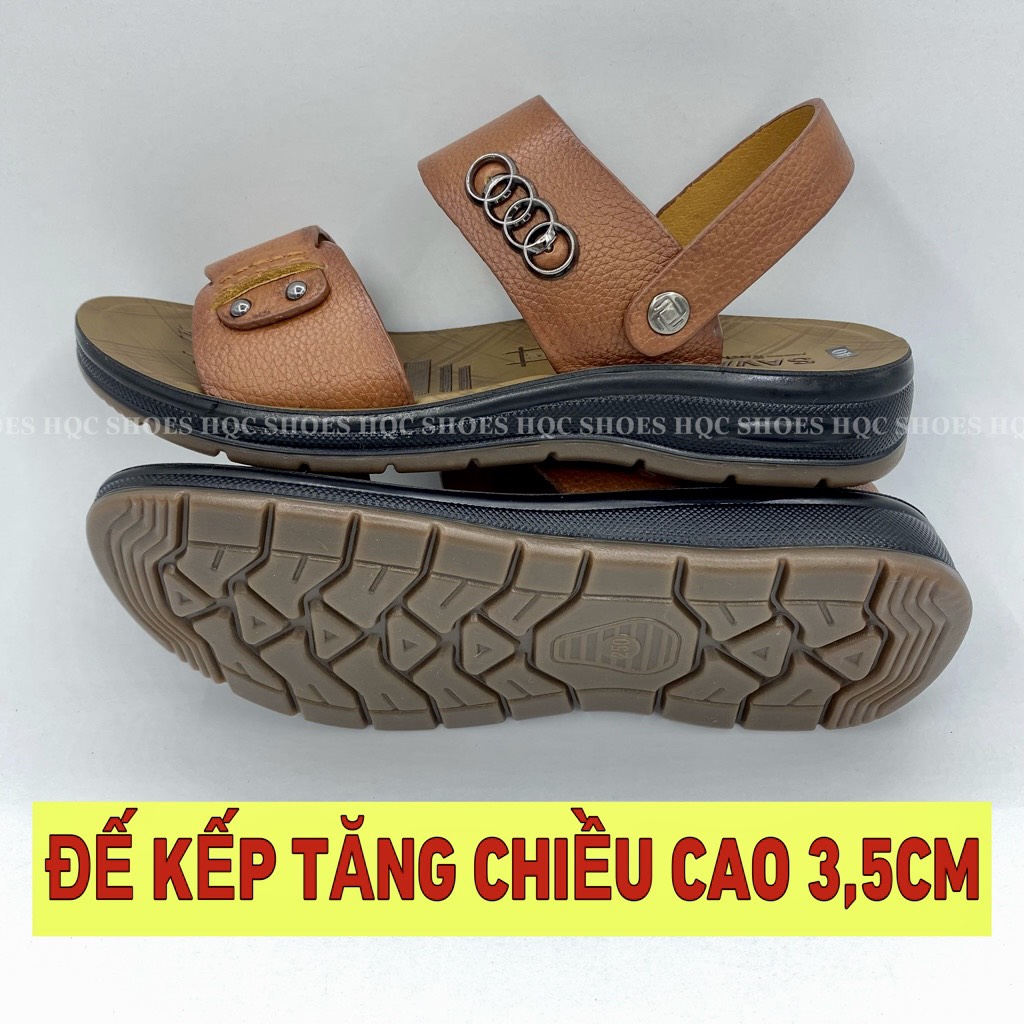 Dép da nam HQC SHOES chất liệu da bò cao cấp đế cao su kếp siêu bền - HQ005