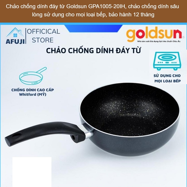 Chảo Chống Dính Sâu Lòng Gold.sun  Đường Kính 20 cm Dung Được Cho Bếp Từ