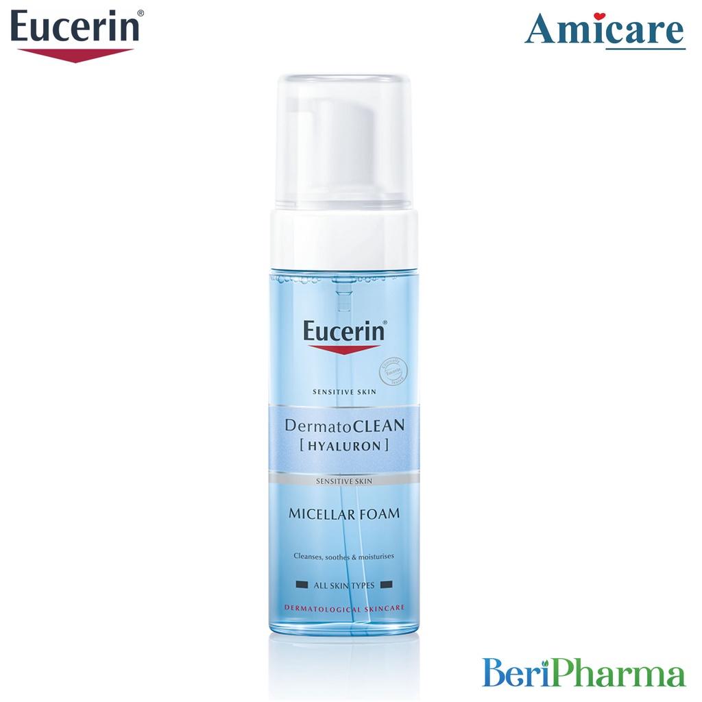 Eucerin Bọt Tẩy Trang Làm Sạch &amp; Dưỡng Ẩm Dermato Clean Hyaluron Micellar Foam 3 in 1 150ml