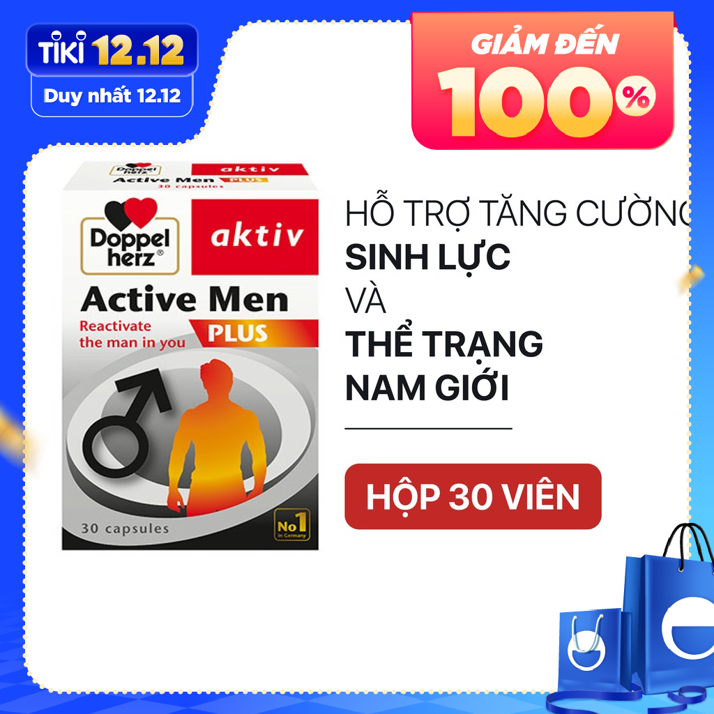 Viên uống tăng cường sinh lực, hỗ trợ điều trị yếu sinh lý nam Doppelherz Aktiv Active Men Plus (Hộp 30 viên)