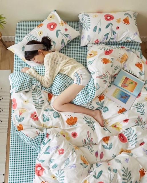 Set Cotton Living Hàng Nhập Khẩu Cao Cấp 4 Món Hoa Hè