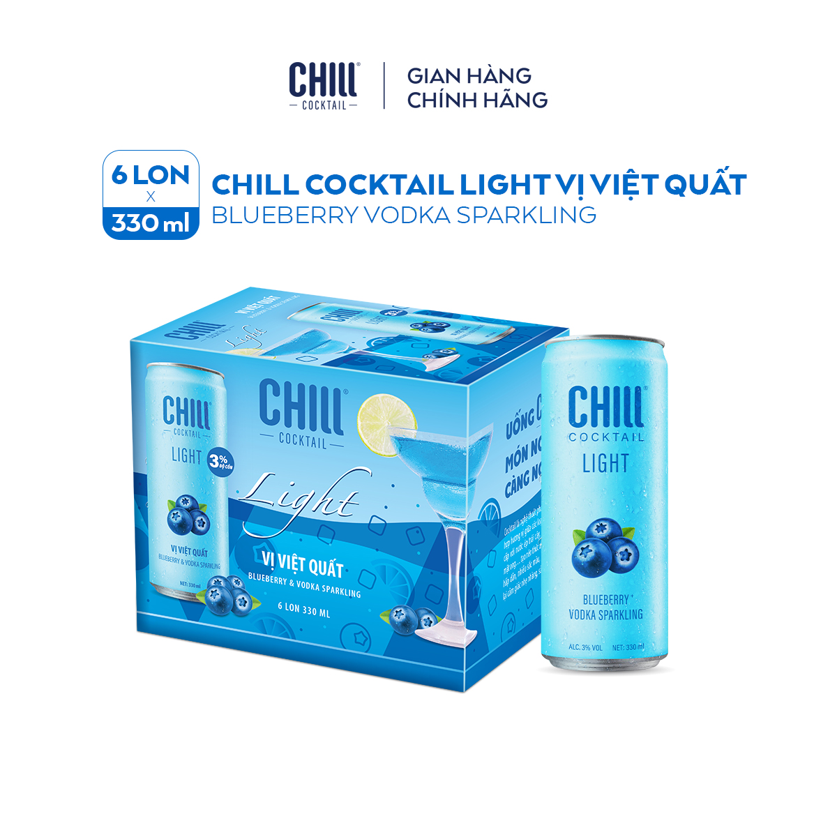 Thùng 6 lon Chill Cocktail Light 330ml/lon