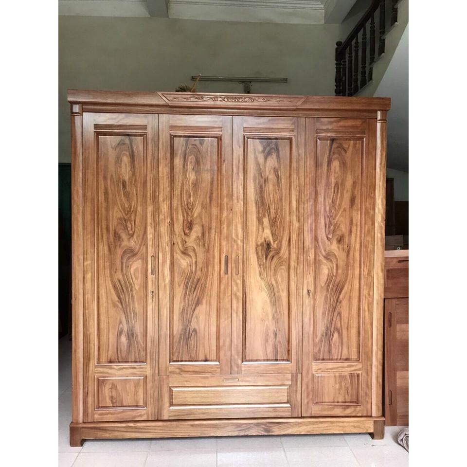 Tủ quần áo gỗ hương 4 cánh giá thật