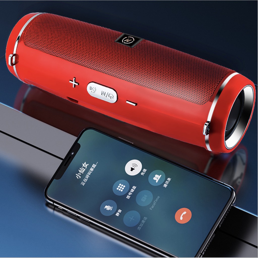 Loa bluetooth 4.2 mini âm thanh nổi sống động 6D HIFI DOUBLE HORN - red edition