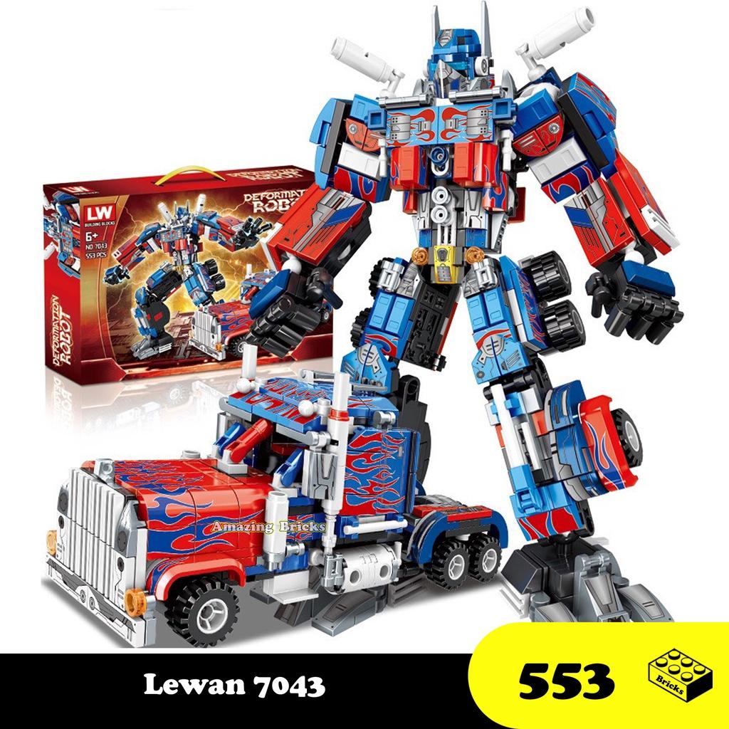 Đồ chơi Lắp ráp Robot Optimus Prime, Lewan 7043 Autobot, Xếp hình thông minh, Mô hình người máy