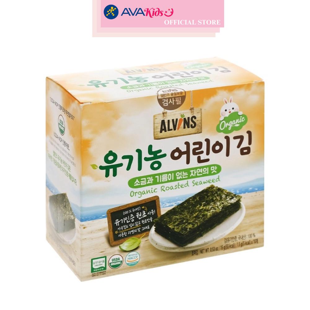 Hộp 10 gói snack rong biển hữu cơ tách muối vị truyền thống Alvins 1.5g (từ 6 tháng)