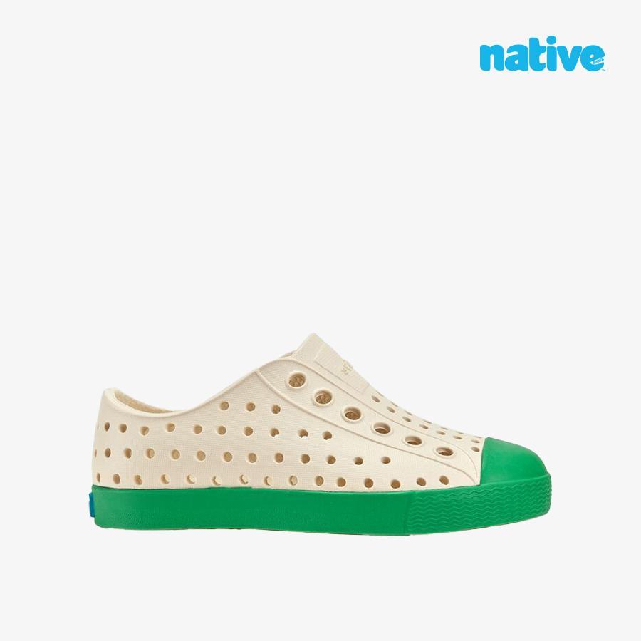 Giày Lười Trẻ Em Unisex NATIVE Jefferson Junior - Bone White/ Picnic Green