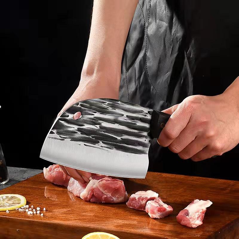 Dao bếp thái chặt gà vịt không rỉ , mặt dao dập chìm hoa văn phong thủy, giữ sắc bền -  TR5 T