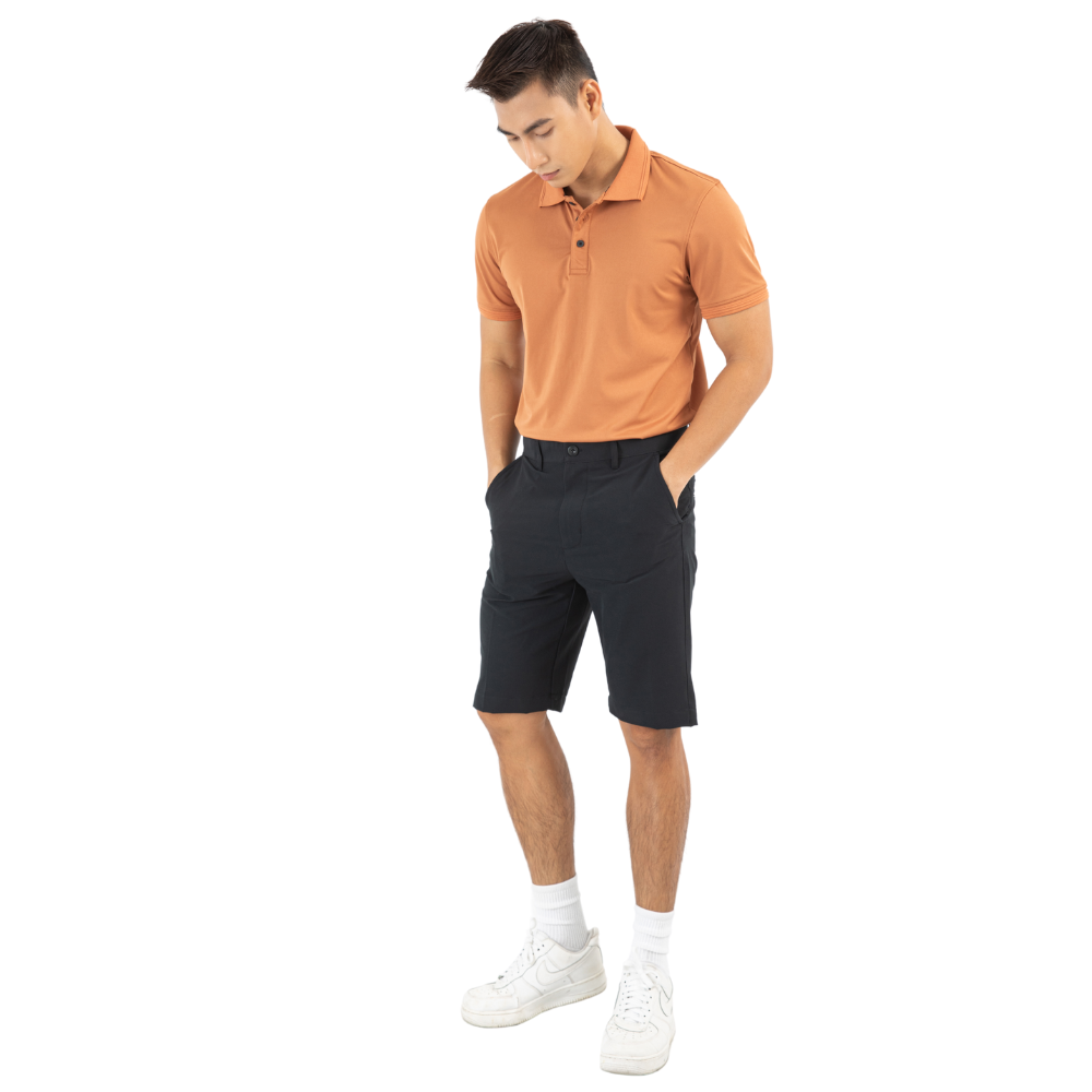 Quần short golf nam Simple &amp; Basic, co giãn 4 chiều, thoáng khí, thấm hút mồ hôi tốt, mau khô, màu đen