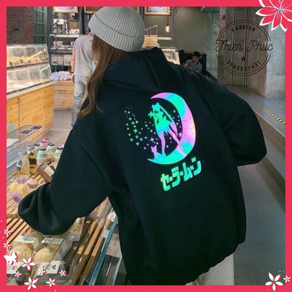 Áo hoodie phản quang thủy thủ mặt trăng nam nữ