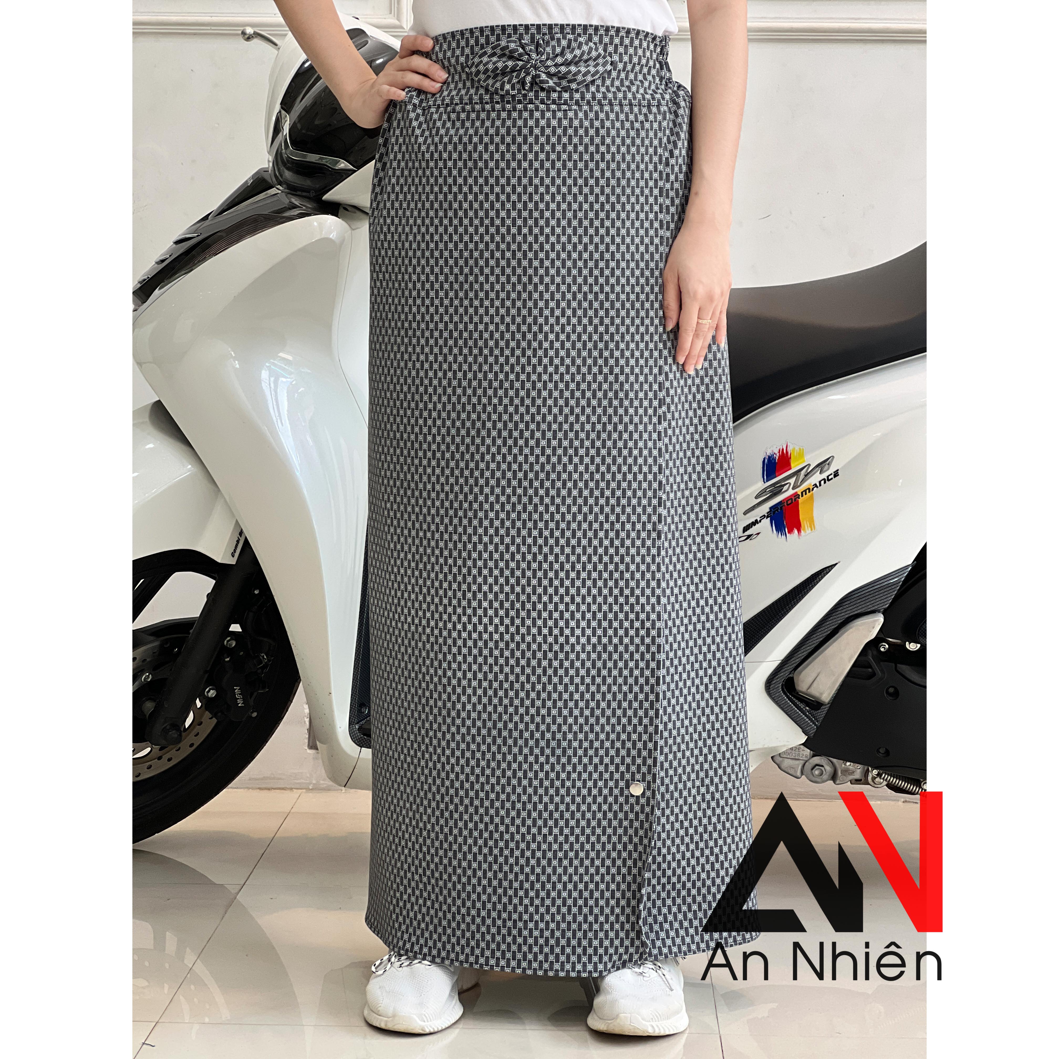 Váy chống nắng xẻ tà cố định bằng miếng dán kết hợp nút bấm chất mềm mại co giãn tốt xòe rộng dài dưới tà váy có nút bấm cố định