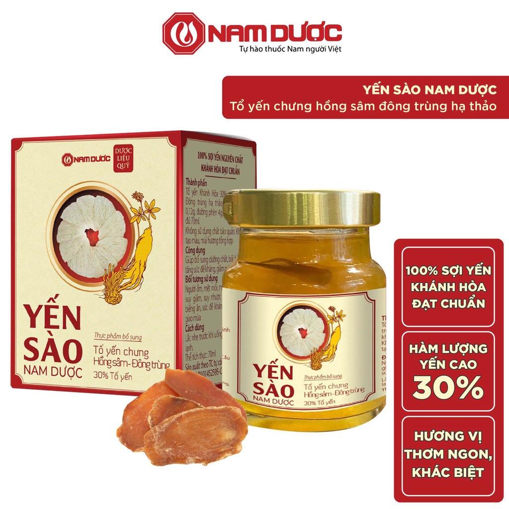 Yến sào Nam Dược 6 lọ x 70ml tổ yến chưng hồng sâm, đông trùng bổ sung dưỡng chất, bồi bổ sức khỏe, tăng sức đề kháng