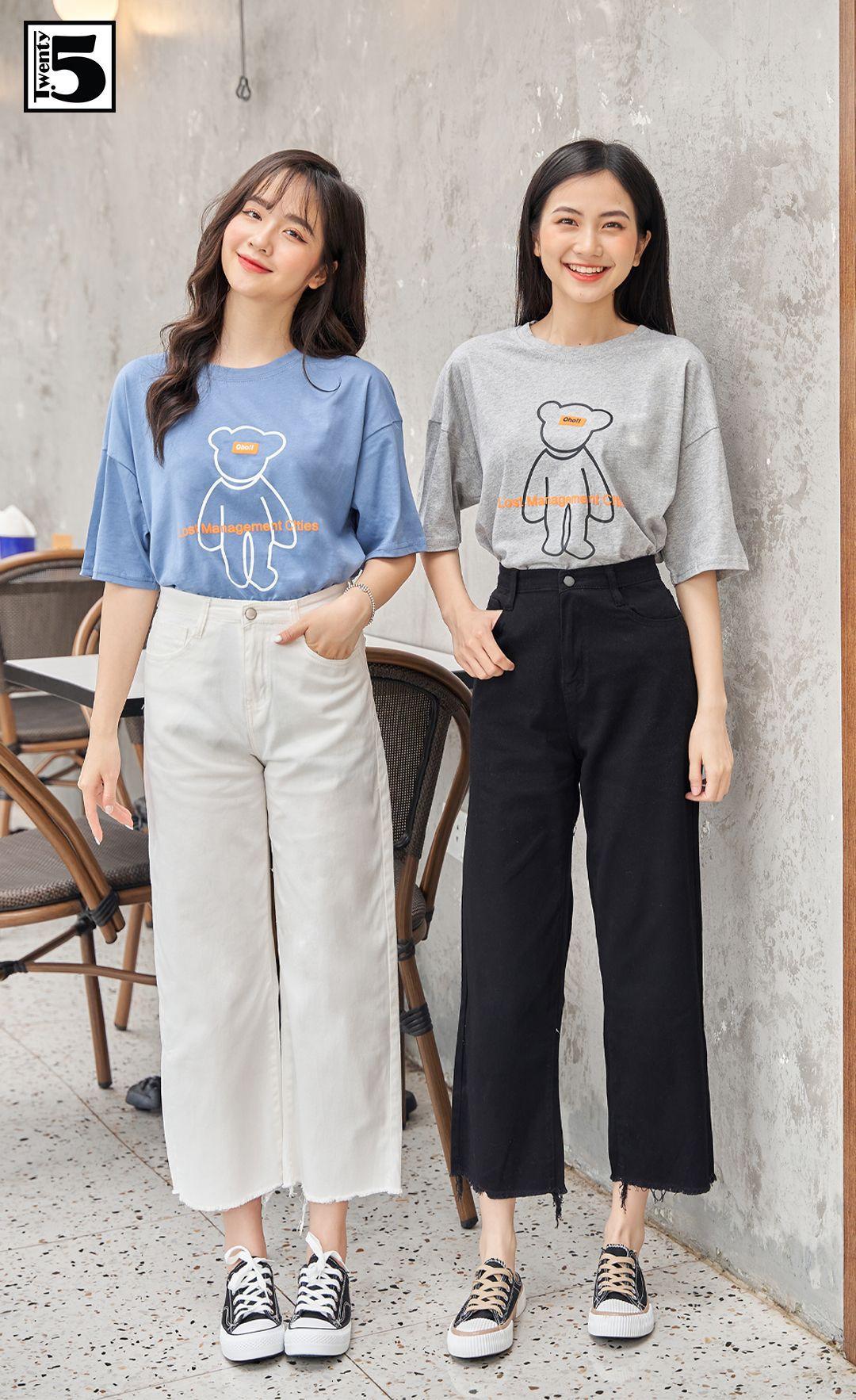 Quần kaki nữ suông ống rộng, gấu tua rua Twentyfive 3766
