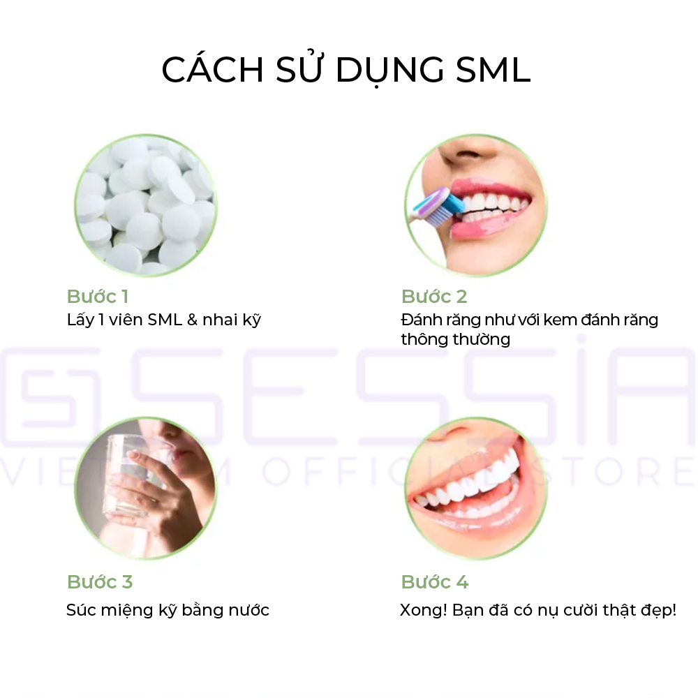 Sản Phẩm Chăm Sóc Răng Miệng Tiện Lợi SML Beauty Hit - PROJECT V - Tốt hơn kem đánh răng - Hộp 220 Viên - Xuất xứ Pháp, Hàng Chính Hãng