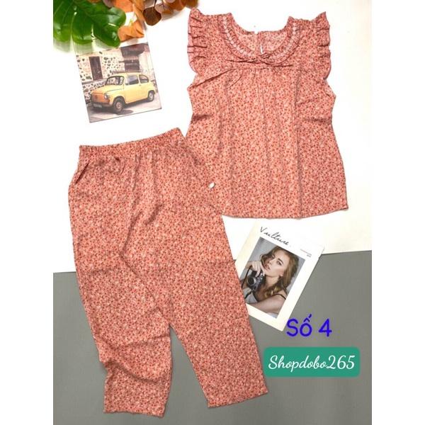 Đồ bộ nữ,đồ ngủ mặc nhà lửng 9 tấc vải lụa mango BL 54 họa tiết hoa nhí siêu cute size đại 61-70kg