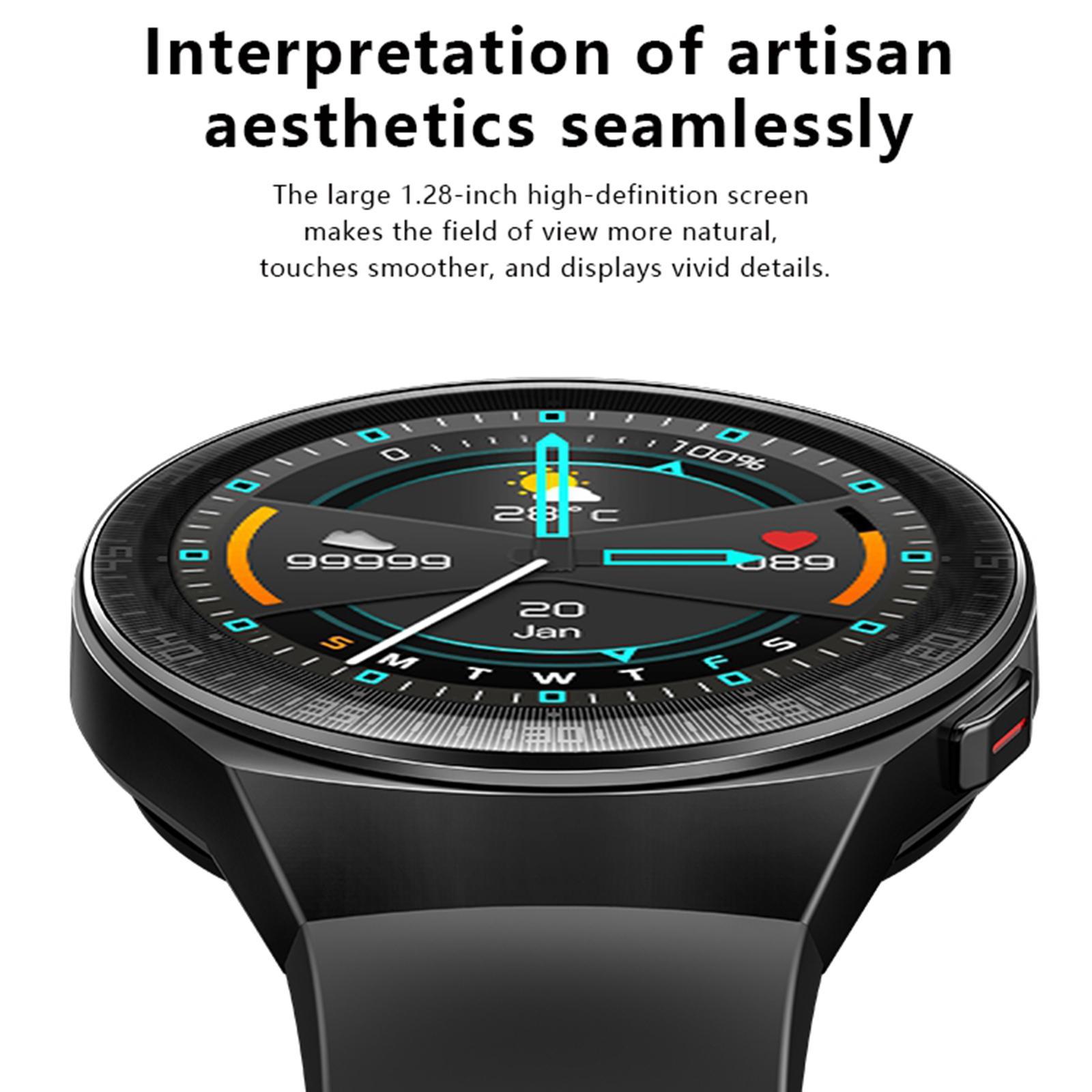 Sport Bluetooth Call Round Smart Watch Fitness Tracker Black
