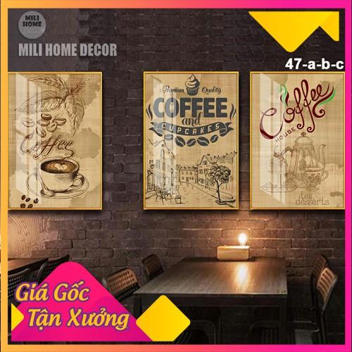 Tranh treo tường Quán cà phê 3D/gỗ MDF Hàn Quốc chống ẩm mốc, mối mọt CF