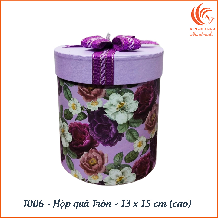 Hộp quà Tròn có nơ Phượng Hoàng T006 - 13 x 15 cm (cao