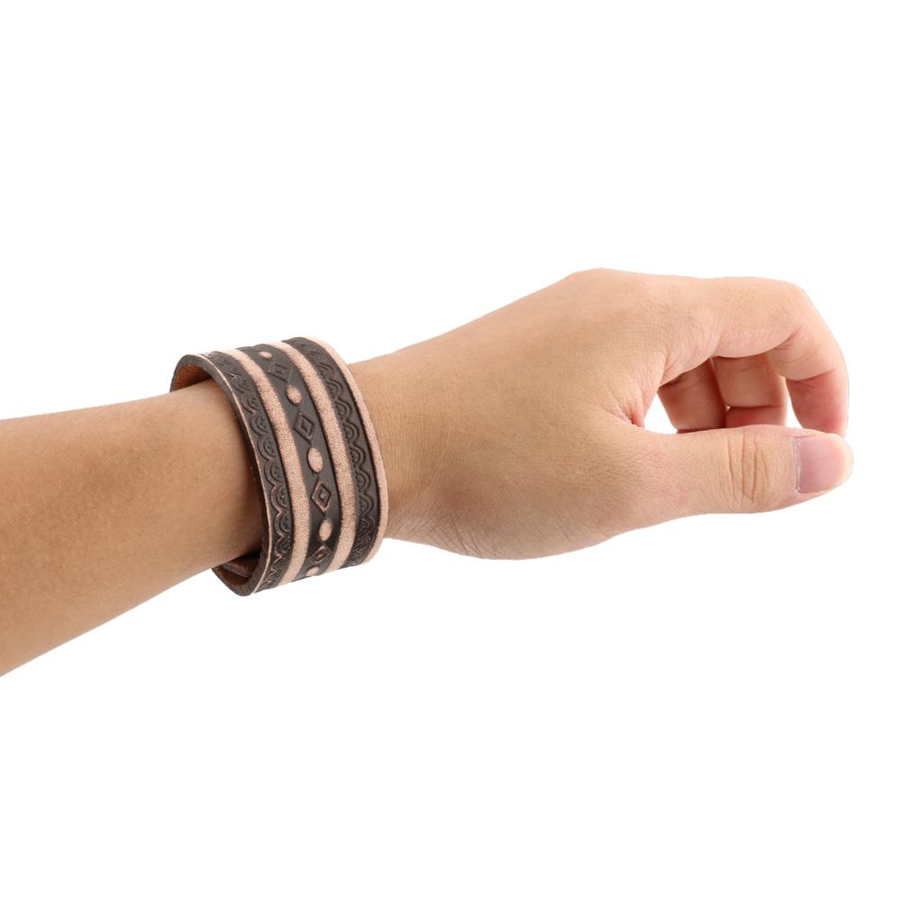 Rock Punk Wide Leather Mens Wrist Band Strap Belt Bracelet Cuff Wristband
