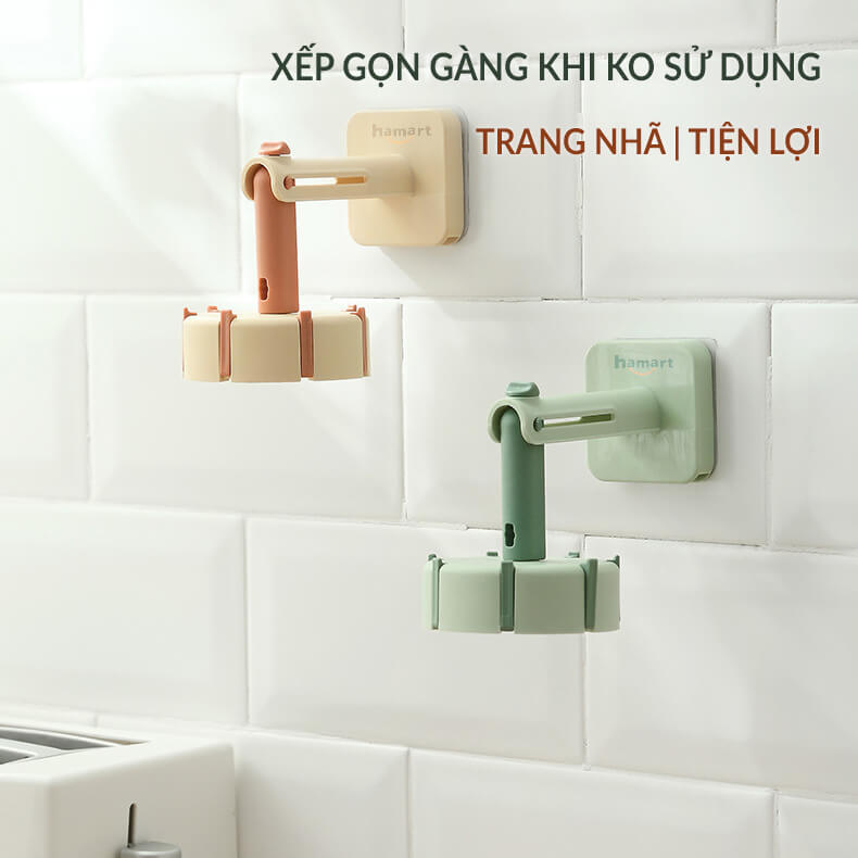 Giá Treo Đồ Nhà Bếp 7 Móc Treo Đa Năng Gập Gọn Xoay 360° Kèm Miếng Dán Tường Siêu Dính