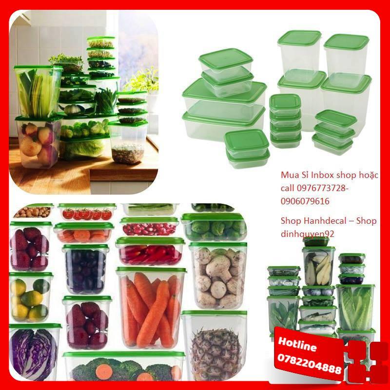 Bộ Hộp Nhựa 17 Món Đựng Thức Ăn, Hộp Nhựa Đựng Thức Ăn Chất Lượng Cao, Hộp Nhựa Dùng Được Trong Lò Vi Sóng - Loại Tốt