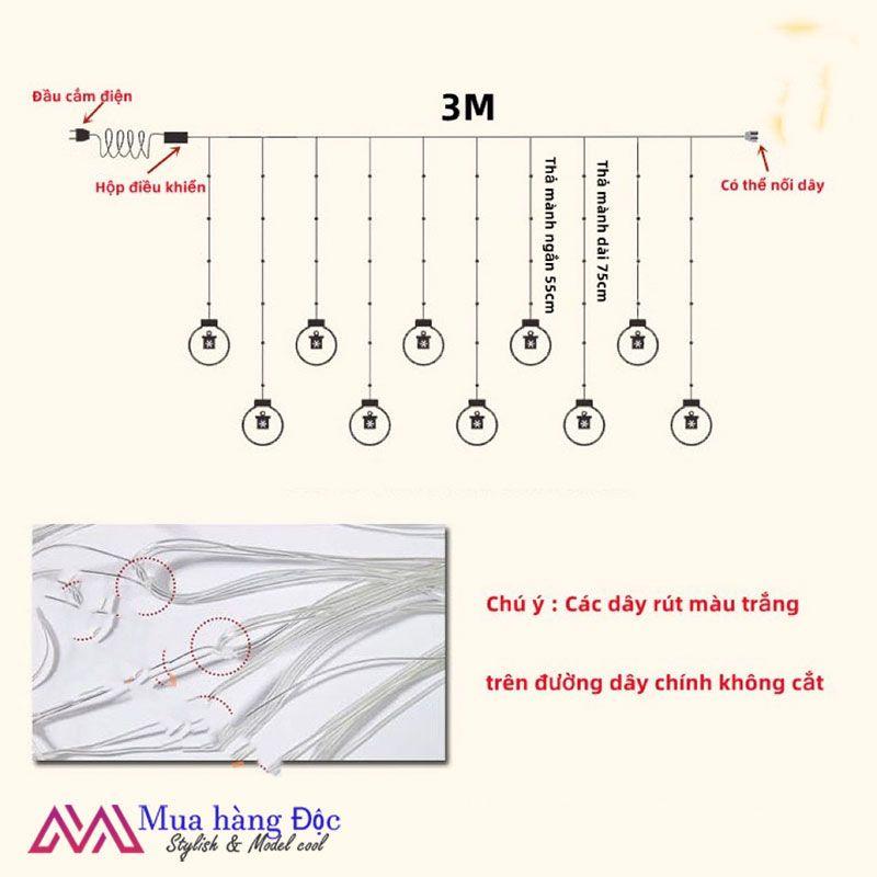Dây đèn rèm mix trang trí giáng sinh