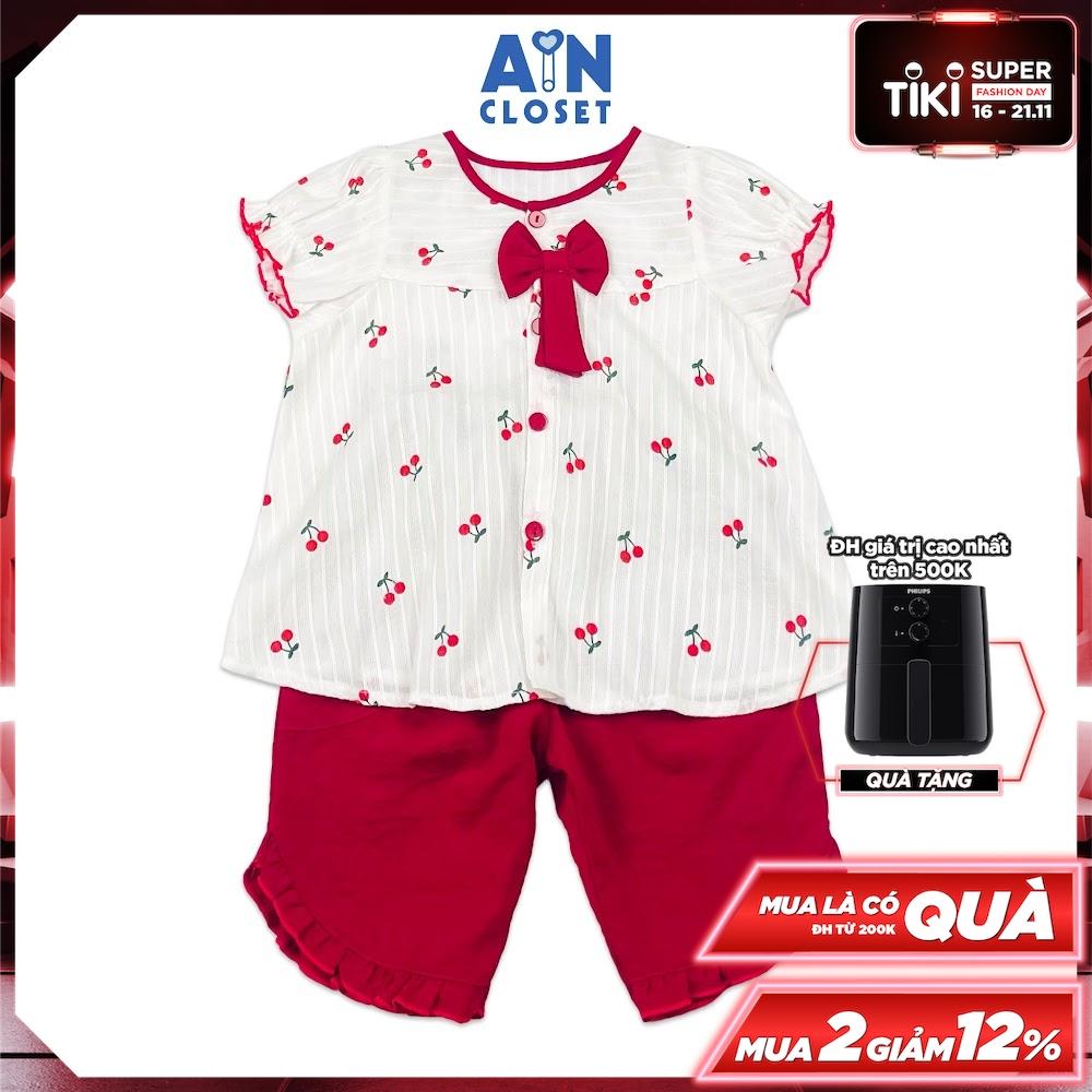 Bộ quần áo lửng bé gái họa tiết Cherry Nơ đỏ cotton - AICDBT6UGKDJ - AIN Closet