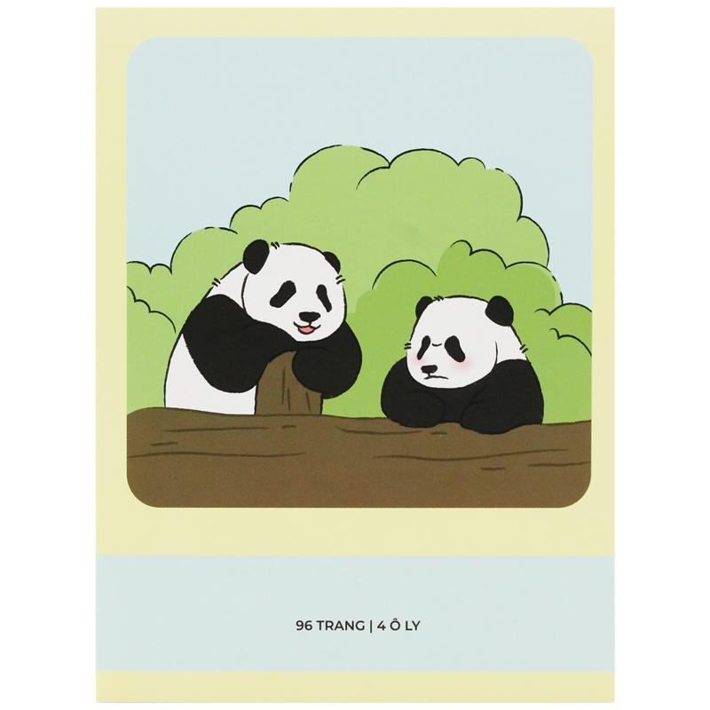 Combo 10 Tập Học Sinh Fluffy Panda - Miền Nam - 4 Ô Ly - 96 Trang 80gsm - The Sun 01 - The Sun 03 - Tặng Nhãn Vở Kèm Sticker