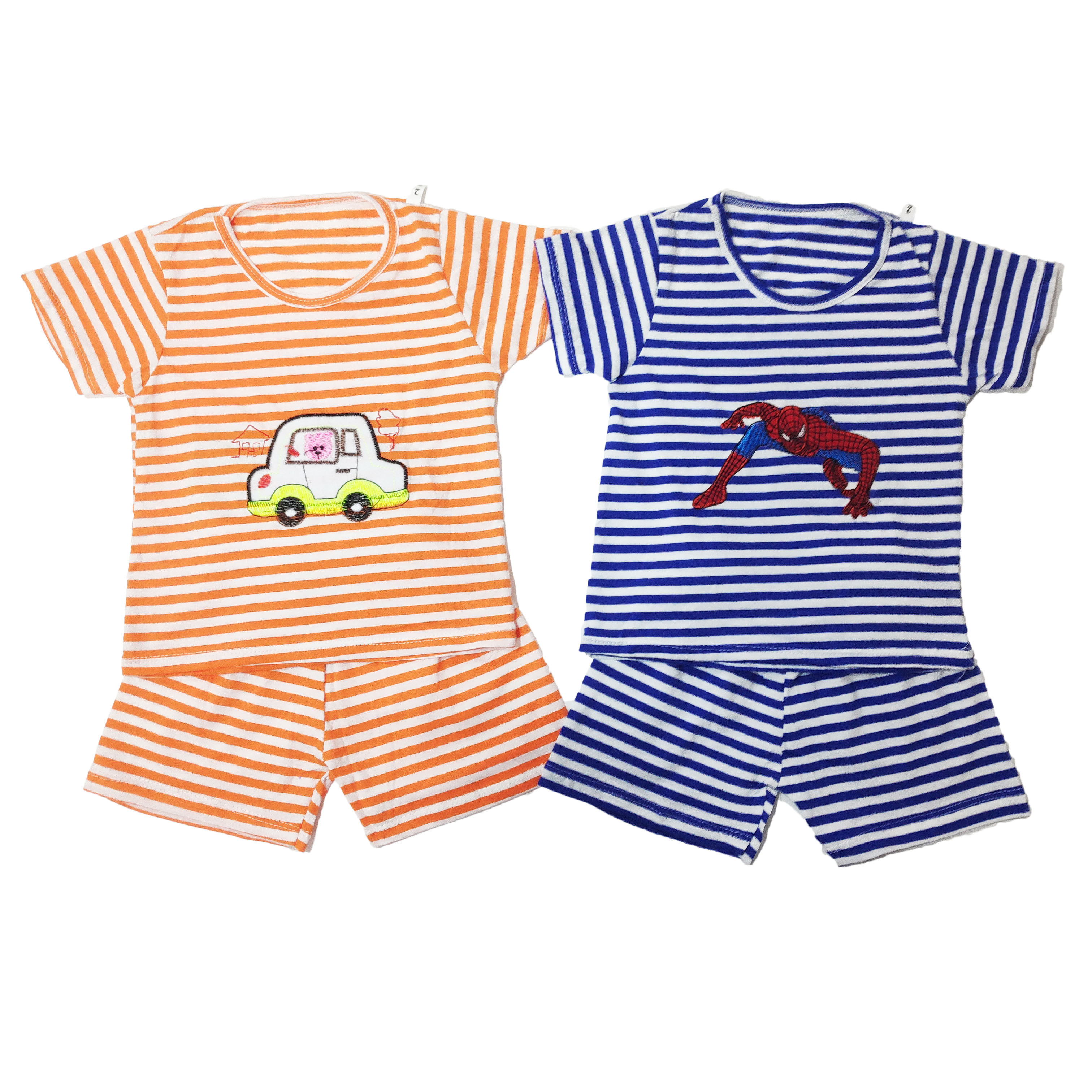 Combo 2 Bộ Cộc Tay Cho Bé Trai Kẻ Sọc Hàng Chất Đẹp Size 5 - 19 Kg Màu Ngẫu Nhiên Khác Nhau