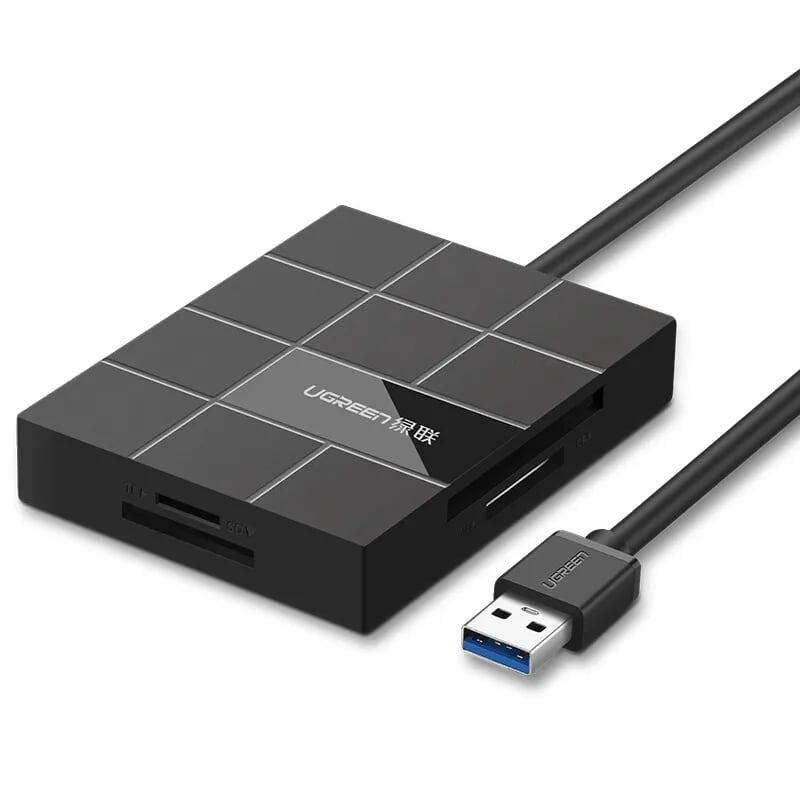 Ugreen UG30846US220TK Màu Đen Bộ chia HUB USB 3.0 sang 3 USB 3.0 + đọc thẻ TF SD MS CF hỗ trợ nguồn MICRO USB - HÀNG CHÍNH HÃNG