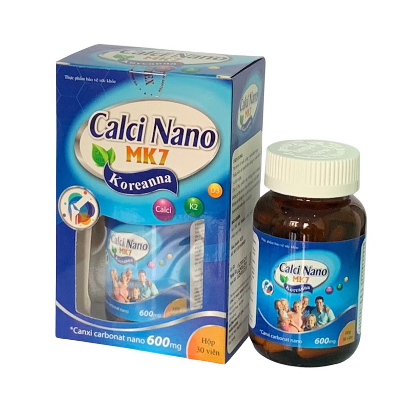 Viên uống Calci Nano MK7 Koreanna, Lọ 30 viên - Giúp xương chắc khỏe , cải thiện tình trạng loãng xương, Vinaphar