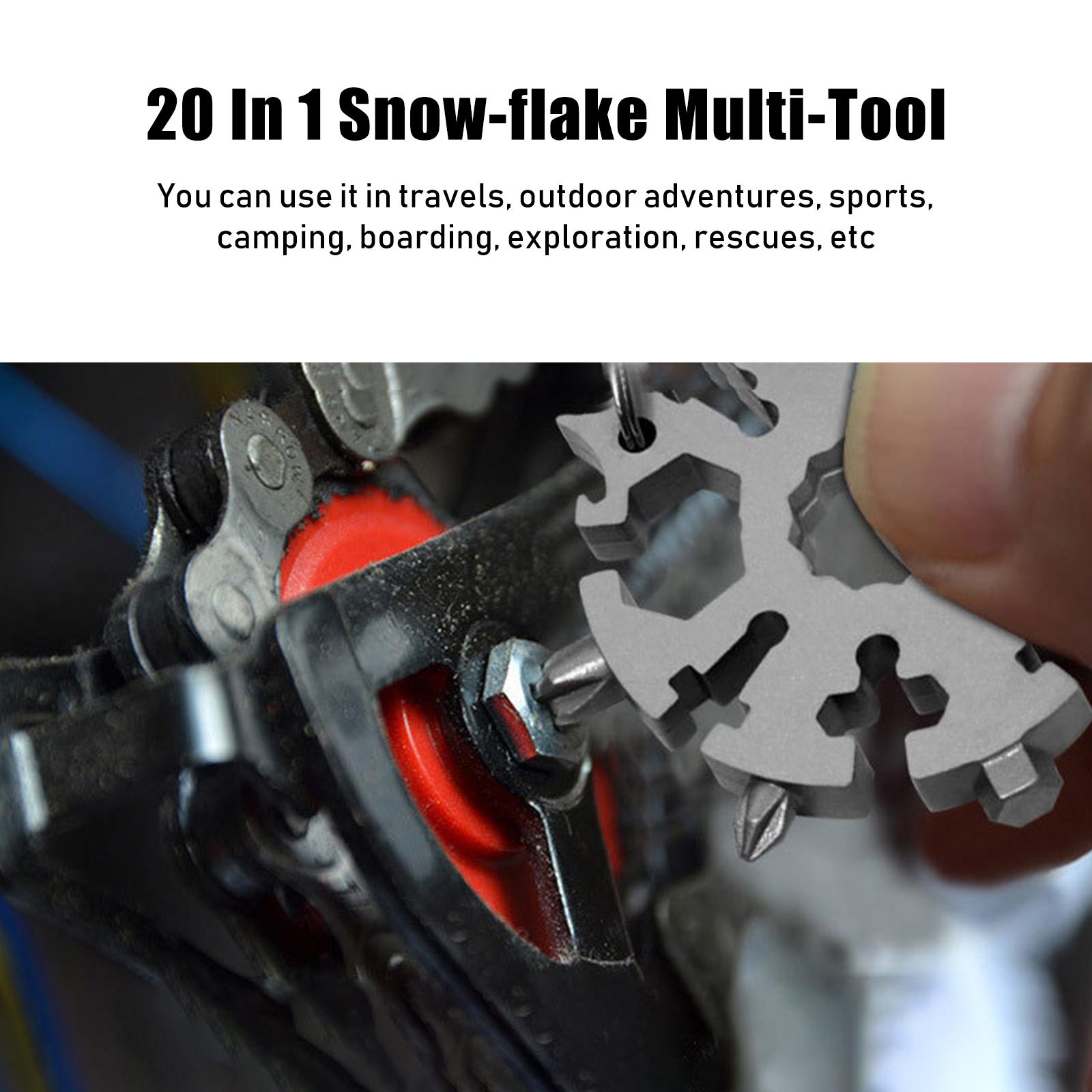 20 In 1 Snowflake Multi-Tool With Keychain Snowflake Wrench Bottle Opener Screwdriver Kit Hand DIY Tool Adventure Tool
