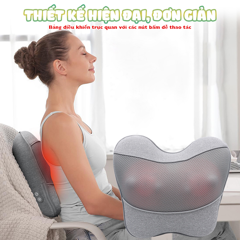 Gối massage lưng, cổ vai gáy Booster Boluojun BT-30 - Massage hồng ngoại, chuyên sâu 4D