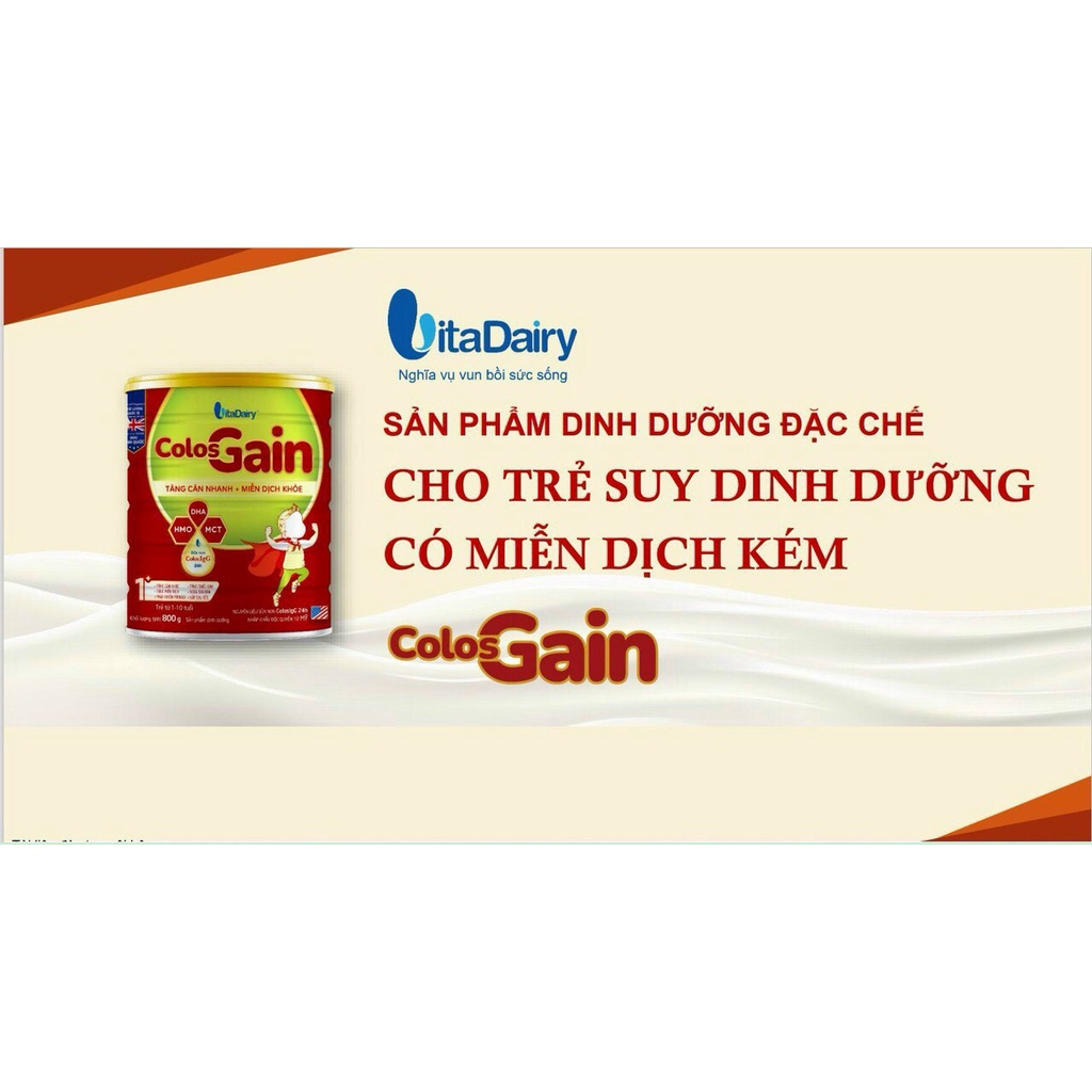 Sữa bột Vitadairy Colos Gain 1+ 800g từ 1 đến 10 tuổi