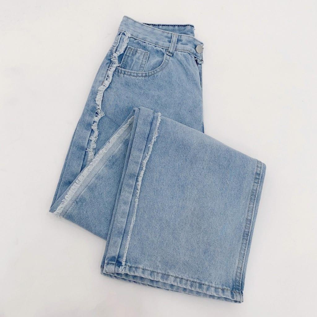 QUẦN JEANS MỀM ỐNG RỘNG VIỀN HÔNG