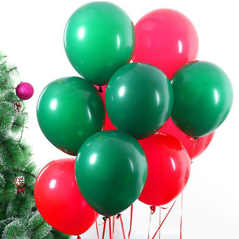 20 bong bóng cao su màu đỏ và xanh lá trang trí Noel