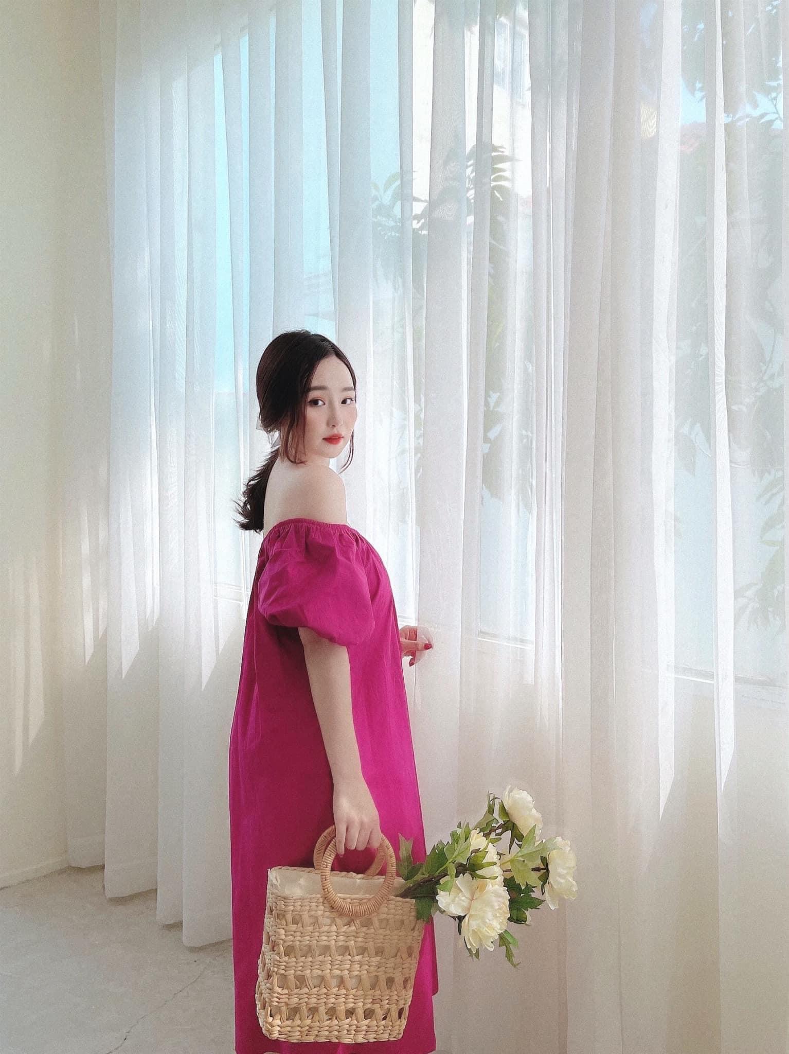 Đầm suông trễ vai thô tay bồng tiểu thư dáng dài vintage siêu xinh, Váy maxi xuông kiểu nữ chun vai dự tiệc đơn giản nhẹ nhàng phù hợp đi biển đi dạo đi chơi
