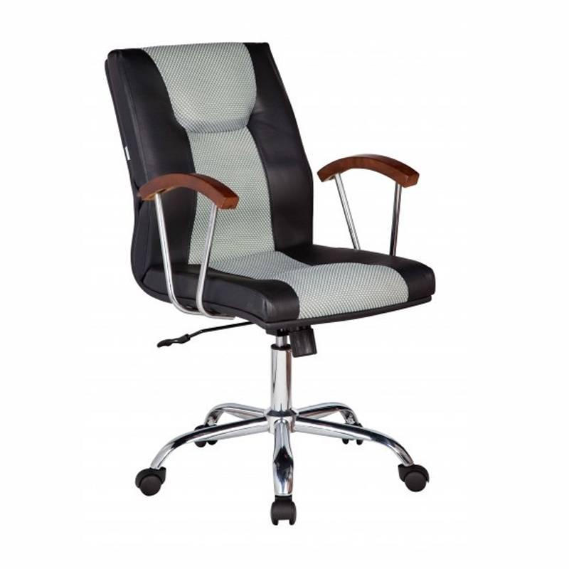 Ghế Trưởng Phòng Tay Ốp Gỗ Chân Thép Mạ IB343 Ibie - Đen