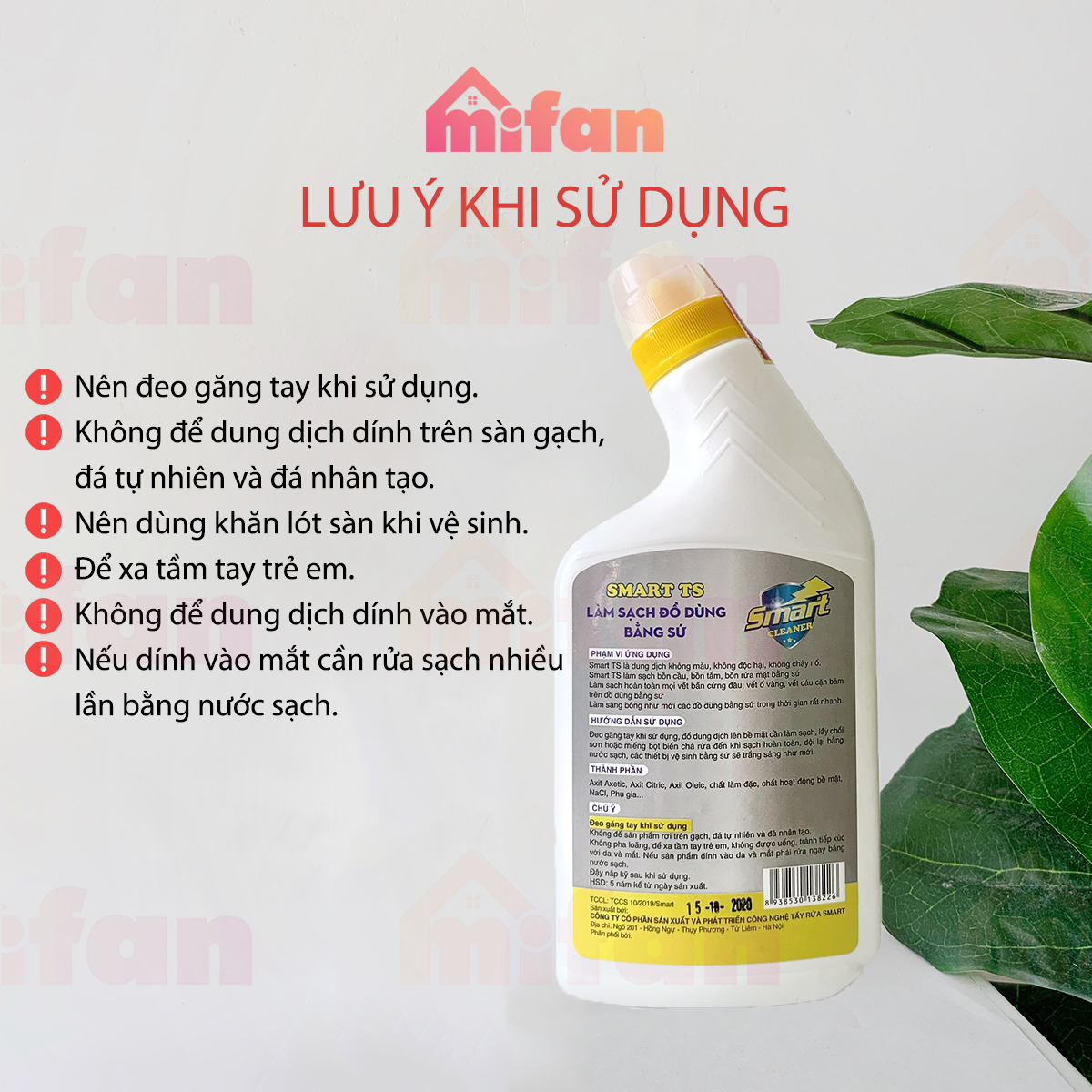 Làm Sạch Tẩy Trắng Đồ Dùng Bằng Sứ SMART TS - Bồn Cầu, Bồn Tắm, Bồn Rửa - Trắng Ngay Sau 5 Phút Không Cần Cọ Rửa - Tặng Kèm Chổi Lông