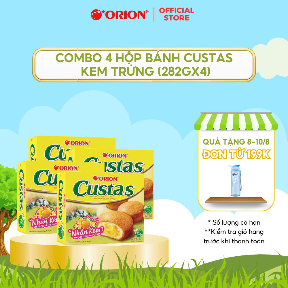 Combo 4 hộp bánh Custas Orion vị kem trứng (282g x 4 hộp)