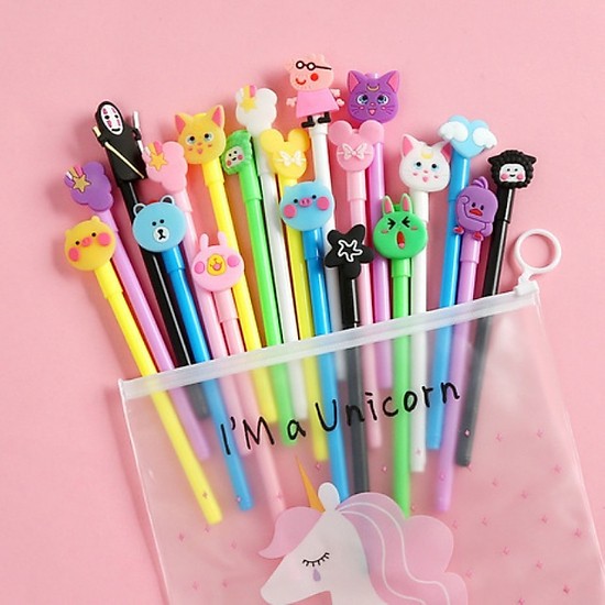 Set 20 bút bi nước hình thú tặng kèm bút chì 2B