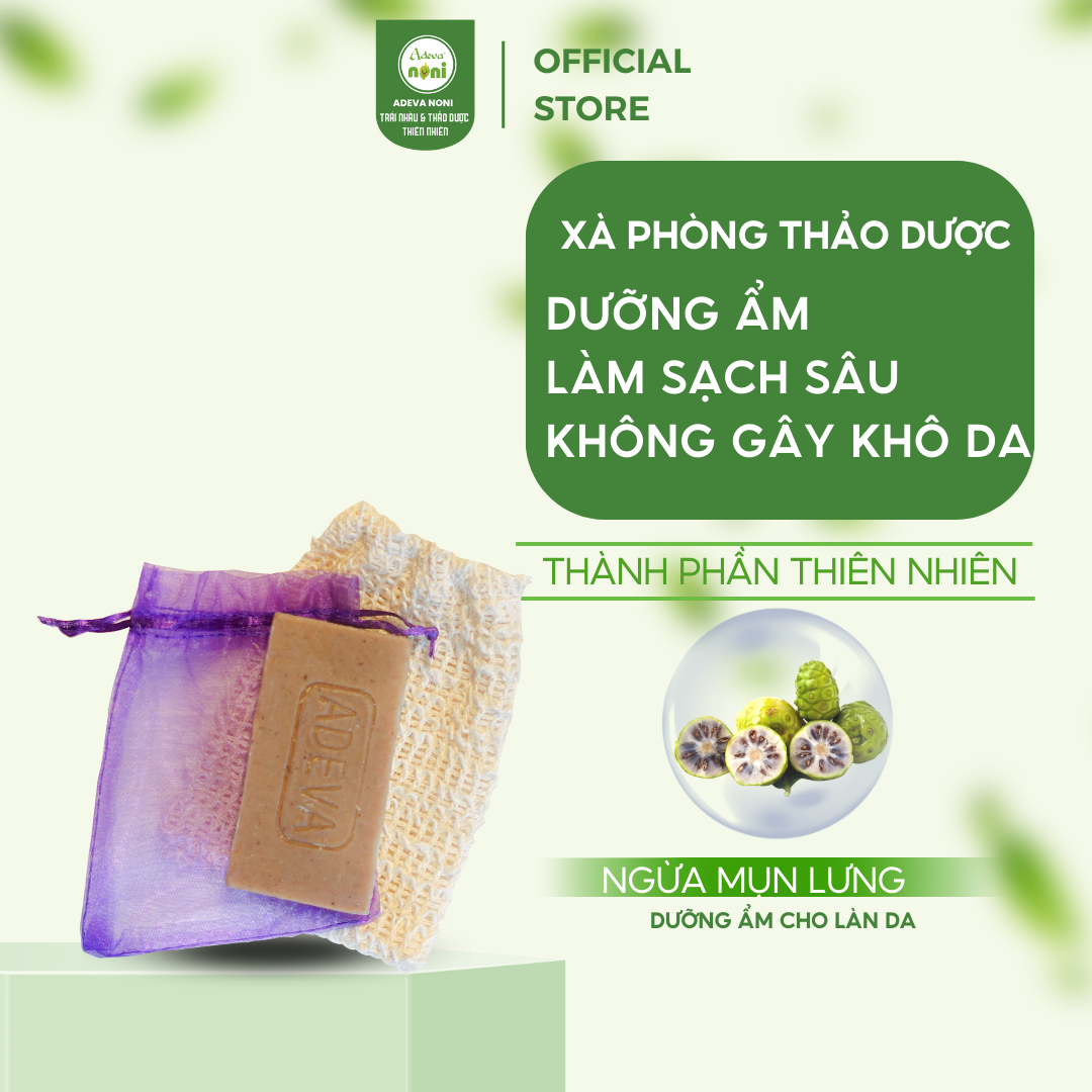 Xà Phòng Thảo Dược Ngừa Mụn Lưng ADEVA NONI Giảm Mụn Lưng An Toàn Cho Mọi Loại Da - Tặng Kèm Túi Vải 110g Không có đánh giá