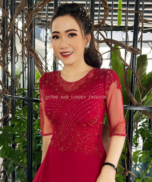 Đầm Dạ Hội Trung Niên Dự Tiệc Sang Trọng Đỏ Đô Charmaine Dress