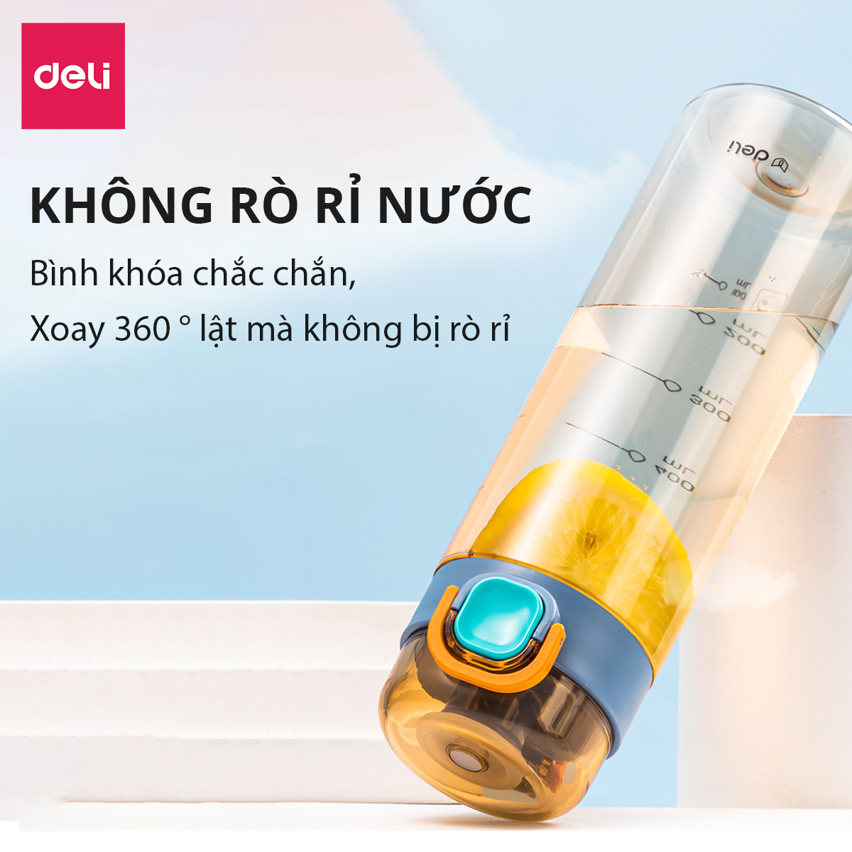 Bình Nước Bằng Nhựa Tritan Nắp Bật 700ml Có Chia Vạch Nước Deli - BPA Free An Toàn Cho Sức Khỏe - Phù Hợp Bình Nước Thể Thao Ngoài Trời Gym Yoga Cho Bé Tới Trường - 17665