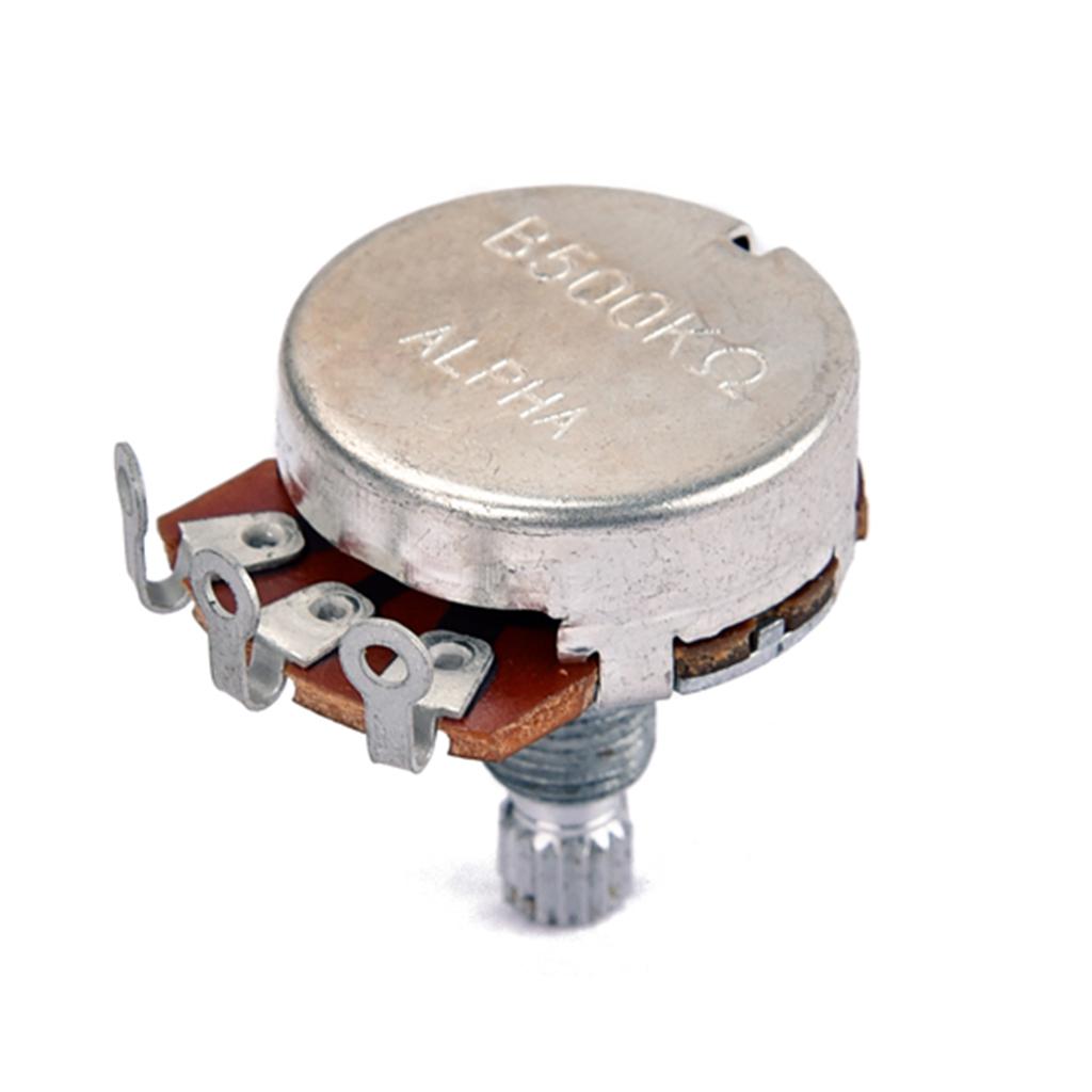 2x B500K Taper Potentiometer Pot Alpha 18mm Split Shaft for Electric Guitar