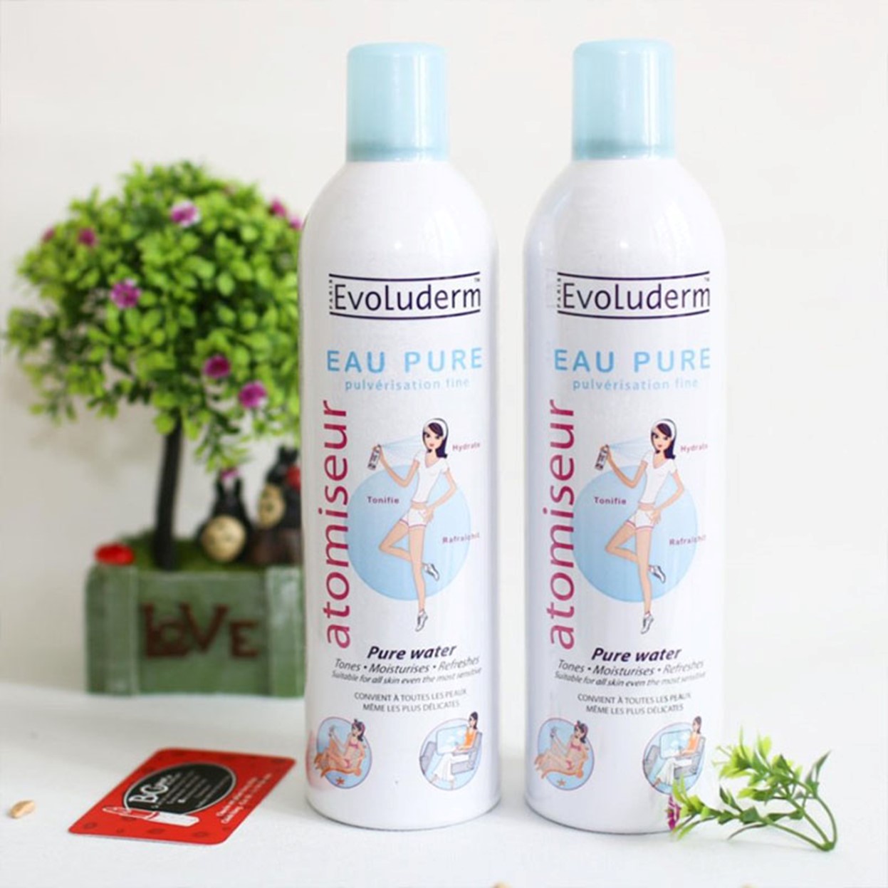 Combo 2 Nước Xịt Khoáng Evoluderm 150ml Và 400ml + Tặng Băng Đô Rửa Mặt Tai Mèo (Xám)