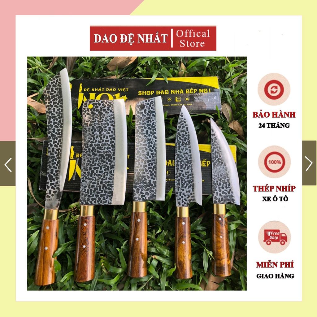 Dao bộ 5 dao nhà bếp cao cấp làm từ nhíp xe ô tô chống cong vênh sứt mẻ.