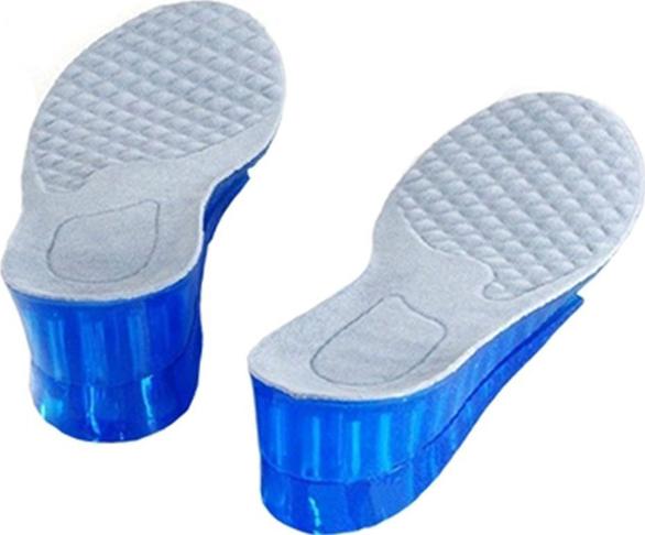 Lót giày tăng chiều cao gel nguyên bàn 2 lớp cao 5 cm (Màu Xanh Dương)