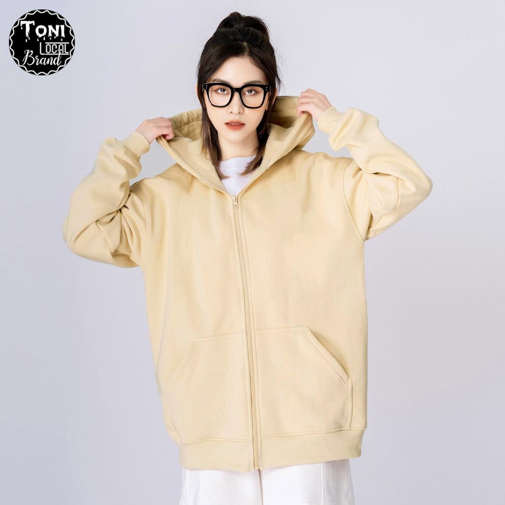 Áo Hoodie Zip Basic Local Brand Unisex - Áo Khoác Nỉ trơn dây kéo form rộng Nam Nữ (HZ1000L - Full Box)