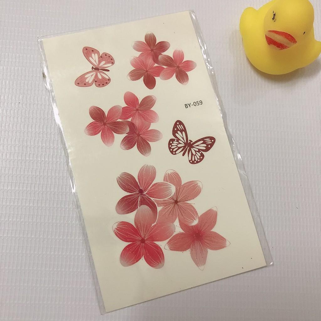 Hình xăm dán hoa và chữ ký 10x6cm+ quà tặng kèm
